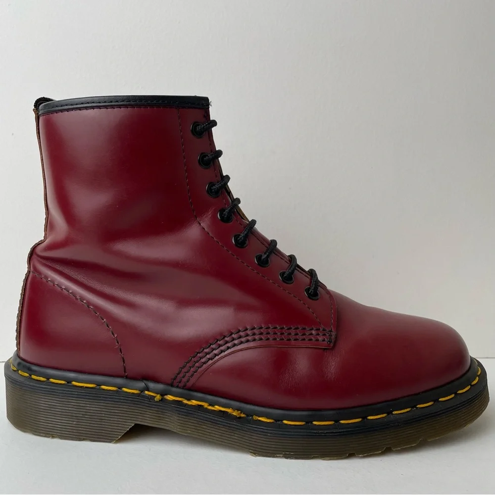 Vintage Dr. Martens 1460 Red Smooth Leather Boots UK 8 - Picture 6 of 16